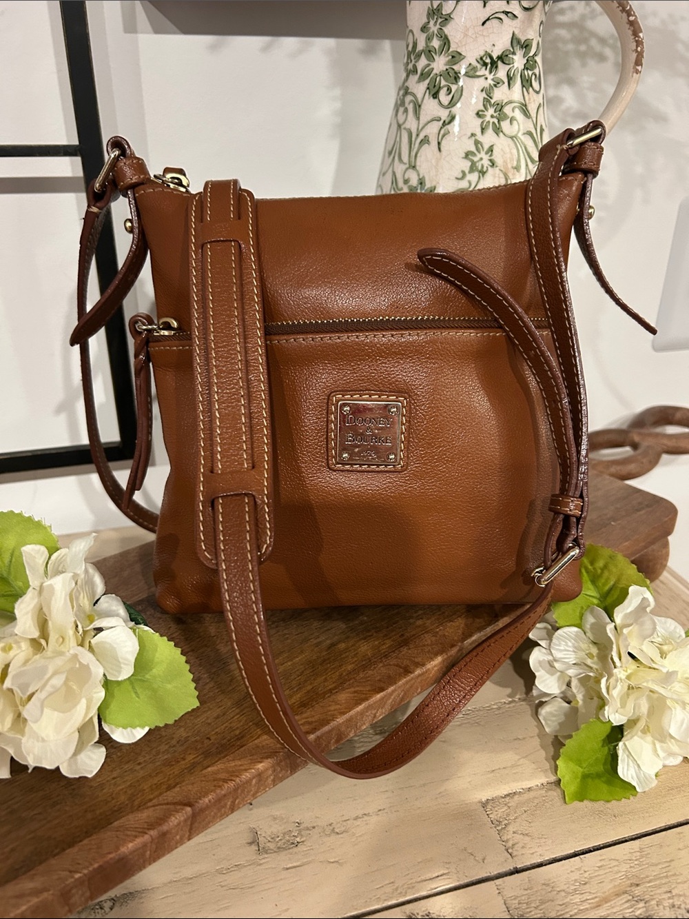 Dooney & Bourke Cognac Pebble Leather Crossbody Bag
